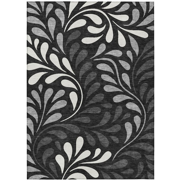 Chantille Machine Washable Indoor/Outdoor Abstract ACN2411 Black 5 ft. x 7 ft. 6 in. Area Rug