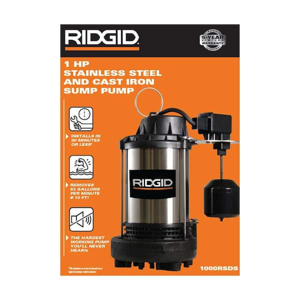 RIDGID 1 HP Stainless Steel Dual Suction Submersible Sump Pump