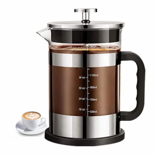 51 oz. Borosilicate Glass French Press Coffee Maker Stainless Steel Filter Heat Resistant Easy Clean Durable