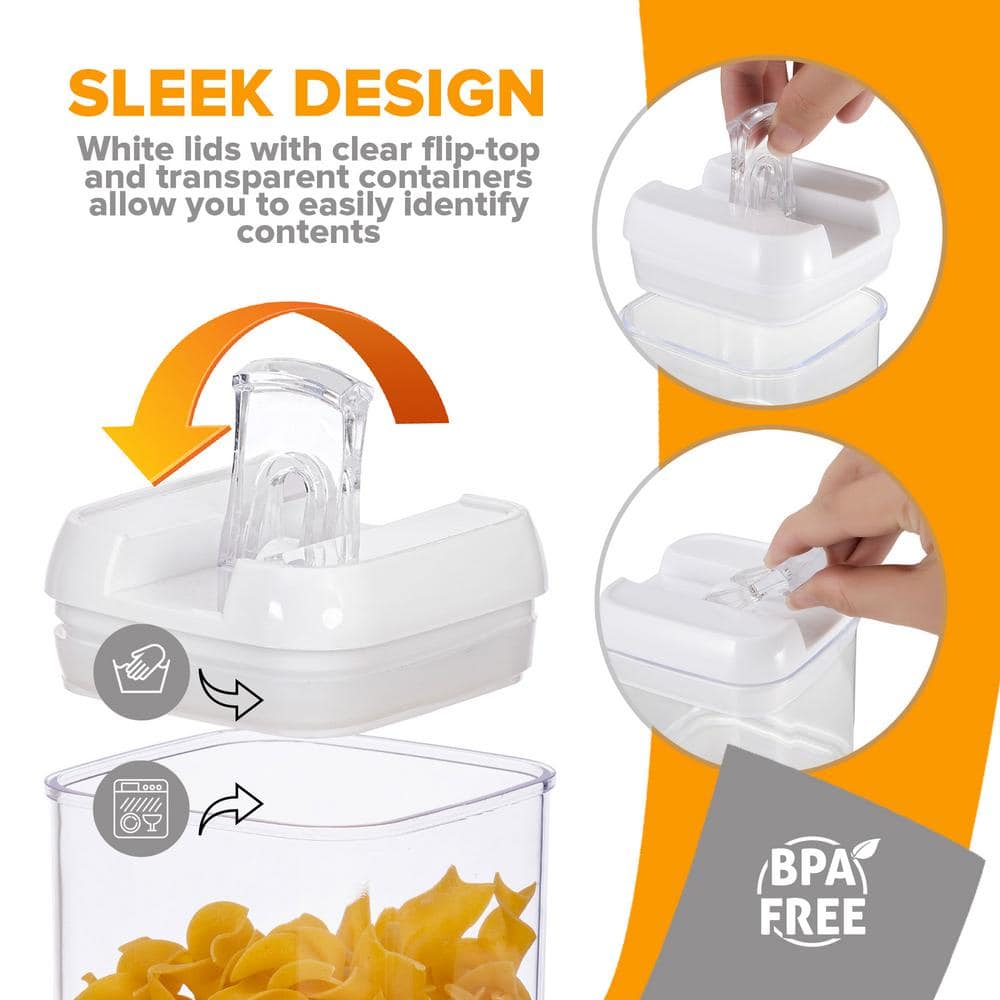 Cheer Collection 8-Piece White Airtight Food Storage Set