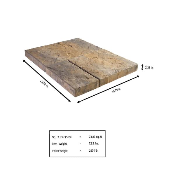 Panorama Supra 3-pc 15.75 in. x 15.75 in. x 2.25 in. Eddington Concrete Paver (60 Pcs. / 103 Sq. ft. / Pallet) Panorama Supra 3-pc 15.75 in. x 15.75 in. x 2.25 in. Eddington Concrete Paver (60 Pcs. / 103 Sq. ft. / Pallet)