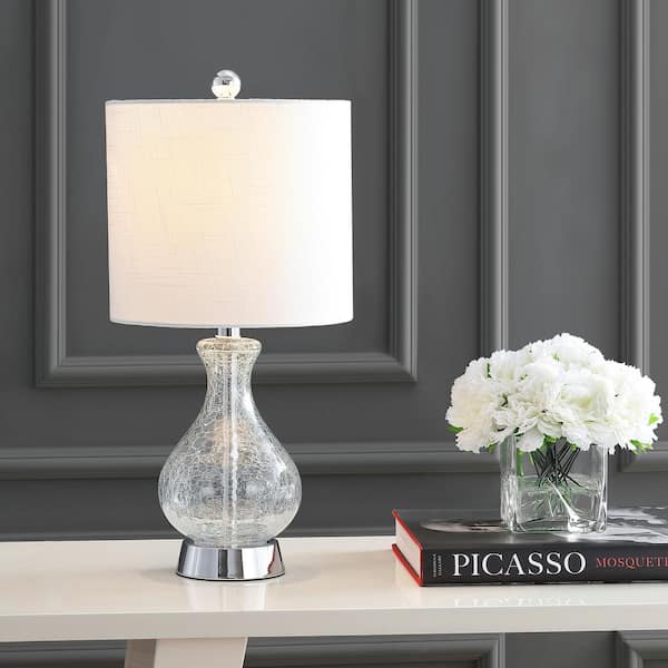 JONATHAN Y Playa 21 in. Chrome Metal/Bubble Glass LED Table Lamp