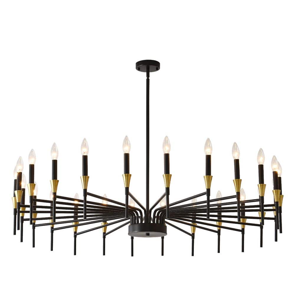$THUNDER　　黒金$ BAOURE 24-Light Modern Farmhouse Chandelier, Black Gold Dining