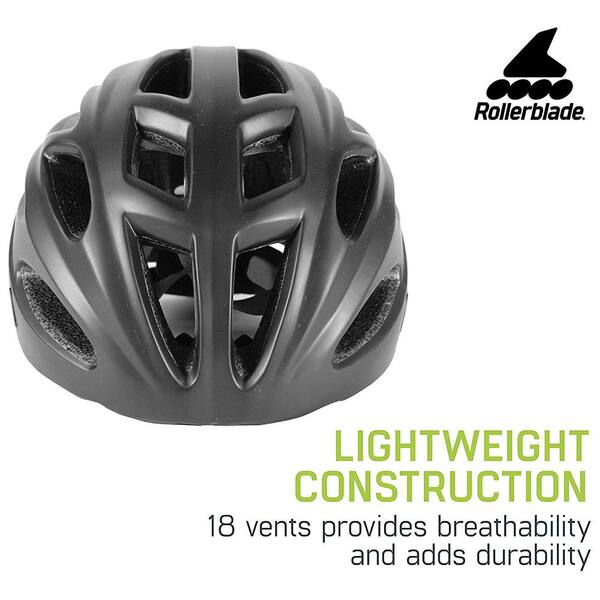 Black Rollerblade USA 069H0210100-M Unisex Skate Helmet with 18 Vents Medium 