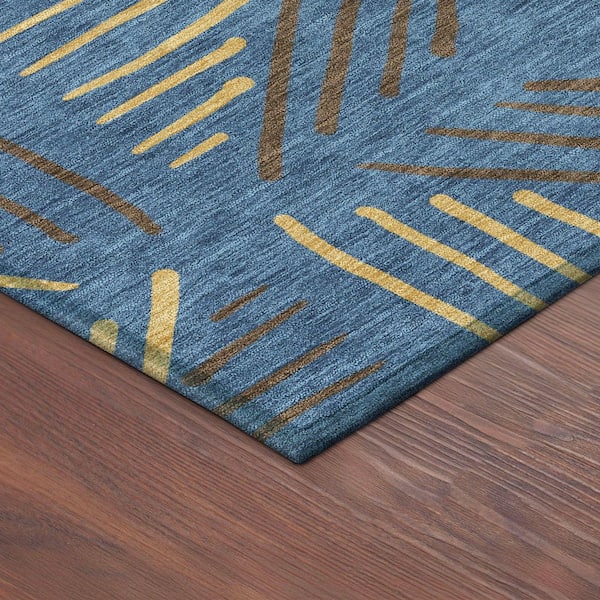 Chantille Machine Washable Indoor/Outdoor Abstract ACN2413 Navy 9 ft. x 12 ft. Area Rug