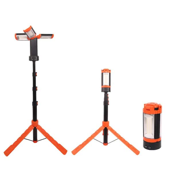 5V 2179 Lumens LED Camping Work Light with 3 Lamp Heads, Portable Tripod Light for Work