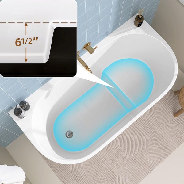 Zeafive High 47.25 in. x 23.63 in. Acrylic Japanese Soaking