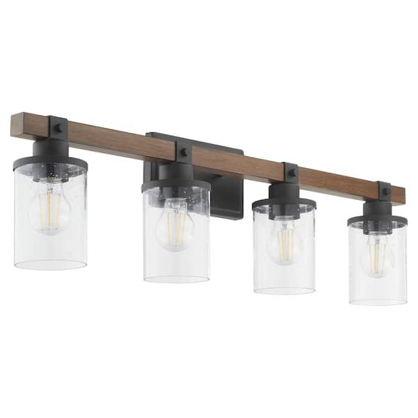 Quorum International 4-Light Vanity 32.5 in. W with Texture Black Walnut