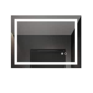 32 in. W x 24 in. H Rectangular Frameless Anti-Fog LED Light Wall Mounted Bathroom Vanity Mirror with Touch Button