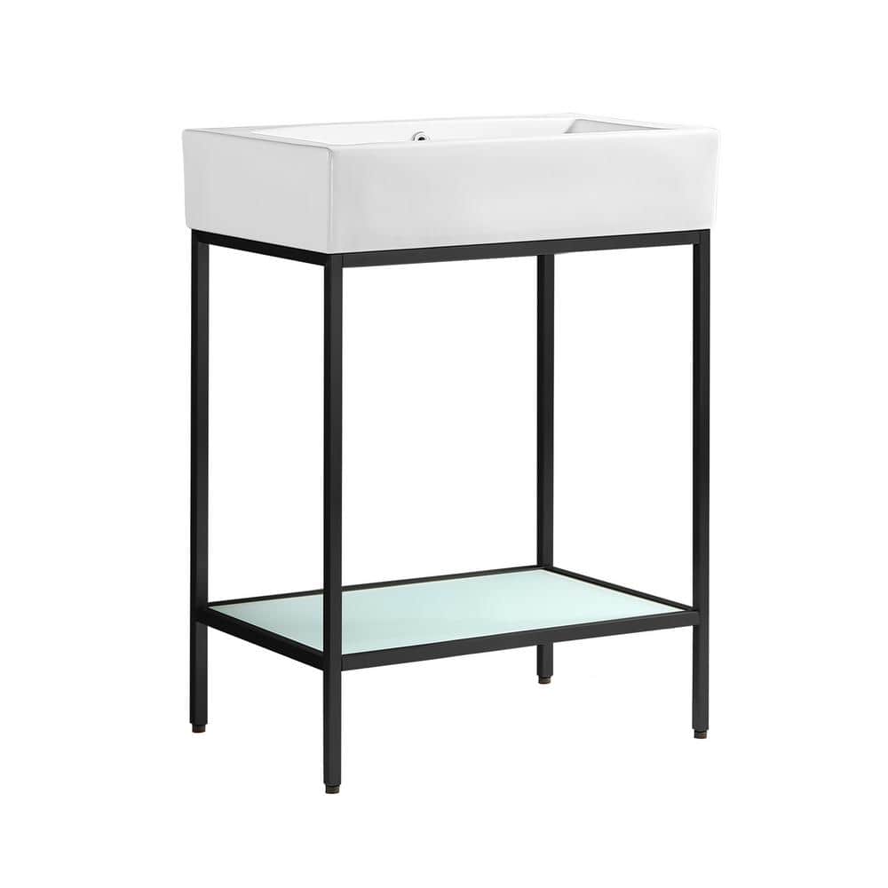 Pierre 24" Matte Black Metal Frame Freestanding Bathroom Vanity