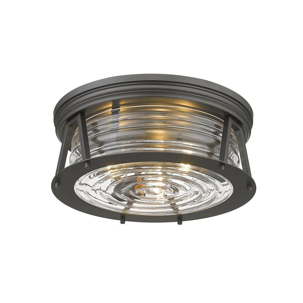 Cape Harbor 16'' Bronze and Glass Transitional Flush Mount Light