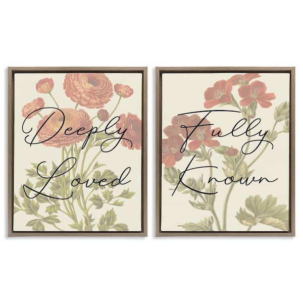 Stupell Industries Loved and Known Florals by Daphne Polselli 2-Pieces Brown Floater Frame Nature Graphic Art Print 21 in. x 17 in.