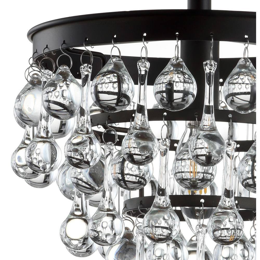 Contemporary Bronze Crystal 10" LED Flush Mount Chandelier