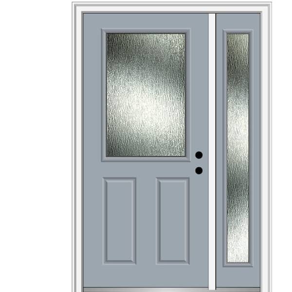 MMI Door 48 in. x 80 in. Left-Hand Inswing Rain Glass Storm Cloud Fiberglass Prehung Front Door on 6-9/16 in. Frame