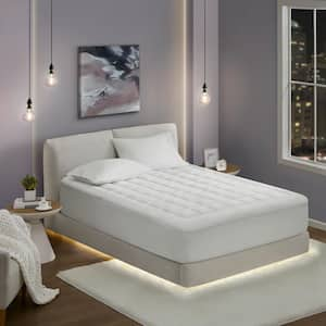 Heavenly Soft White Twin Overfilled Plush Hypoallergenic Down Alternative 100% Polyester Waterproof Mattress Pad