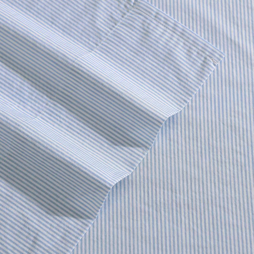 Twin Sea Mist Cotton Percale Stripe Sheet Set