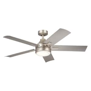 Tide WeatherPlus 52 in. Outdoor Brushed Nickel Downrod Mount Ceiling Fan with Integrated LED with Remote Control