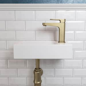 DeerValley Liberty Ceramic Handmade Rectangular Wall Mount Bathroom Sink in White