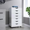 6-Drawer Office Storage File Cabinet on Wheels, Desk Filing Drawer Unit, Craft Storage Organization Inbox Zero Color: White