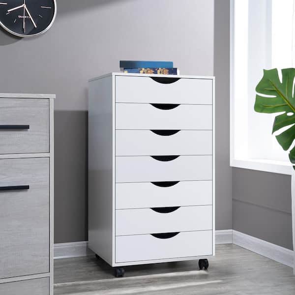 Reviews for HOMESTOCK White, 7-Drawer Office Storage File Cabinet on  Wheels, Mobile Under Desk Filing Drawer, Craft Storage for Home, Office