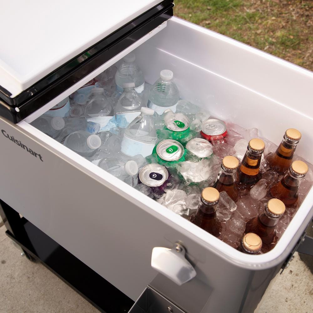 Gray Stainless Steel 80 Qt. Outdoor Cooler Cart with Wheels