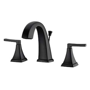 Lotto 8 in. Widespread 2-Handle Bathroom Lavatory Faucet with Drain Assembly, Rust Resist in Matte Black