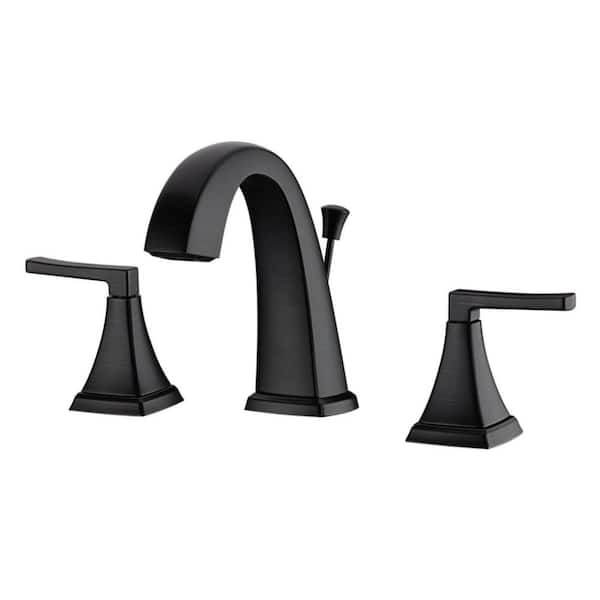 Ultra Faucets Lotto 8 in. Widespread 2-Handle Bathroom Lavatory Faucet with Drain Assembly, Rust Resist in Matte Black