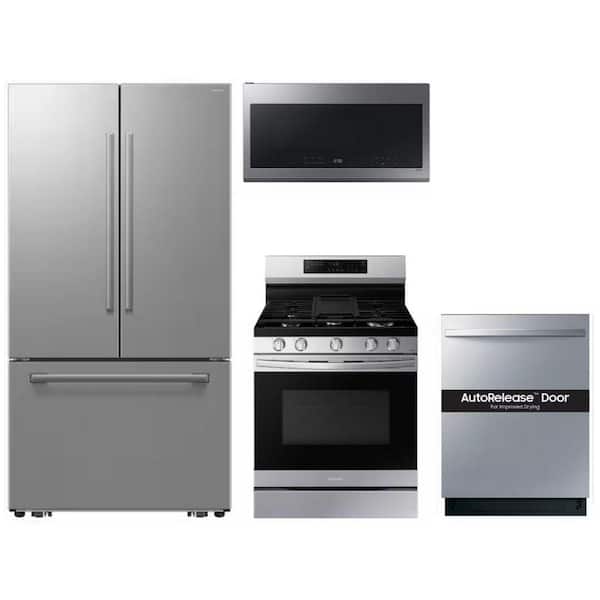 36 in. 29 cu. ft. 3-Door Standard Depth French Door Refrigerator with Freestanding Range and Tall Tub Dishwasher