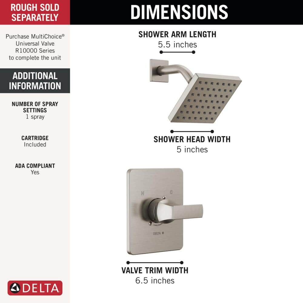 Velum Stainless Steel Square Multi-Head Shower Faucet Set