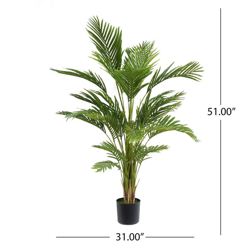 Green 4' Artificial Palm Tree in Black Plastic Pot