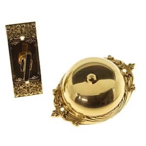Solid Brass Craftsman Mechanical Twist Door Bell in Polished Brass No Lacquer