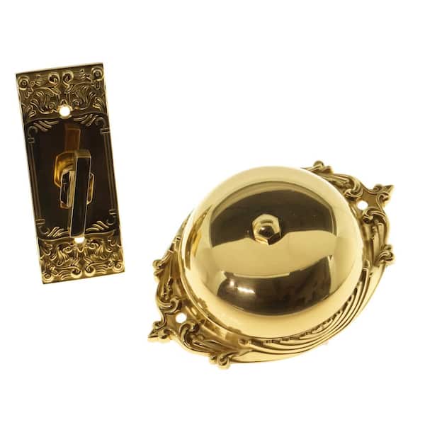 Solid Brass Craftsman Mechanical Twist Door Bell in Polished Brass No Lacquer
