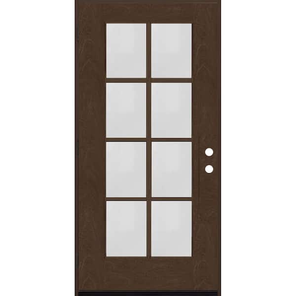 Steves & Sons Regency 36 in. x 80 in. Full 8-Lite Right-Hand/Outswing Clear Glass Hickory Stained Fiberglass Prehung Front Door
