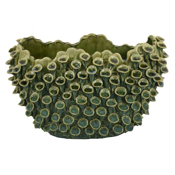 Nina Green and Blue Round Ceramic 6.75 in. Decorative Bowl