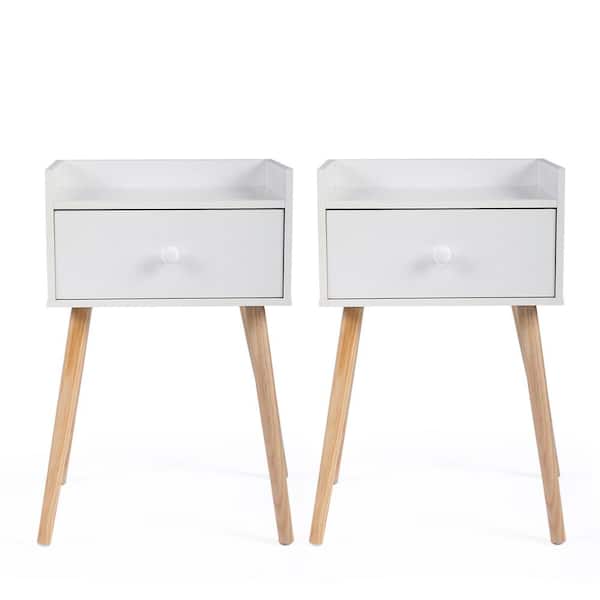 Spaco 1-Drawer White Concise Style Nightstand (17 in. W x 10 in. D x 25 in. H)