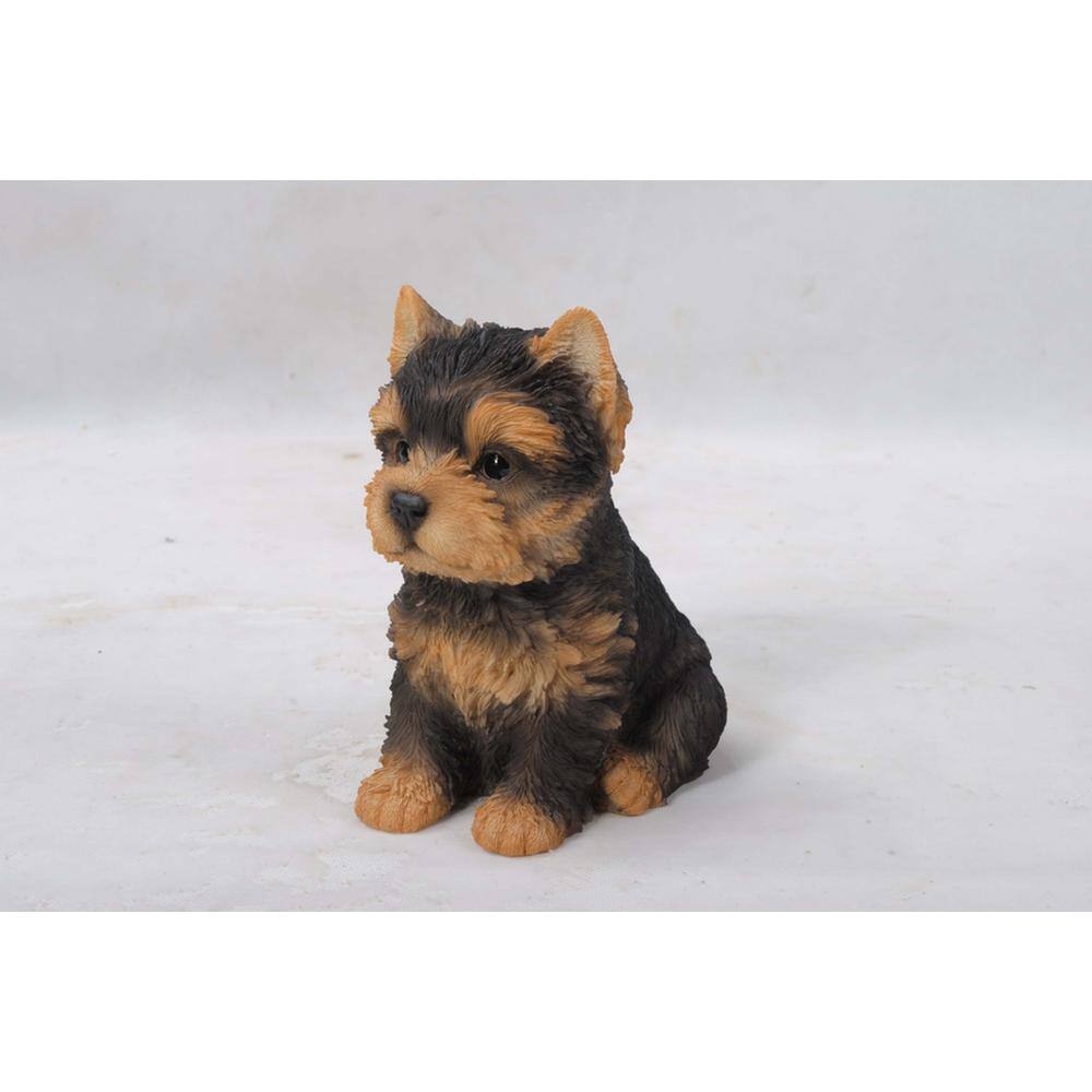 Realistic Brown and Black Yorkshire Terrier Puppy Statue