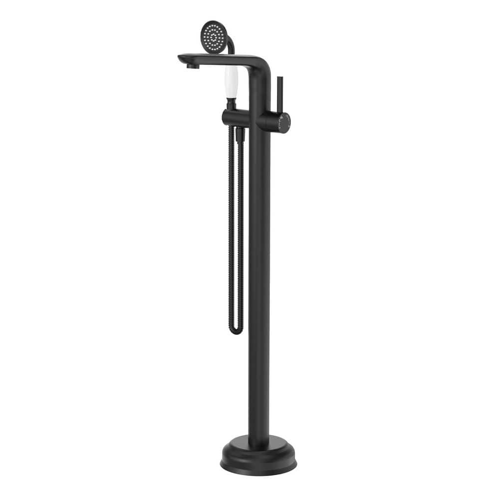 Single Handle Floor Mounted Free Standing Claw Foot Tub Faucets with Handheld Shower in Matte Black Valve Included price history on PriceWatchPro