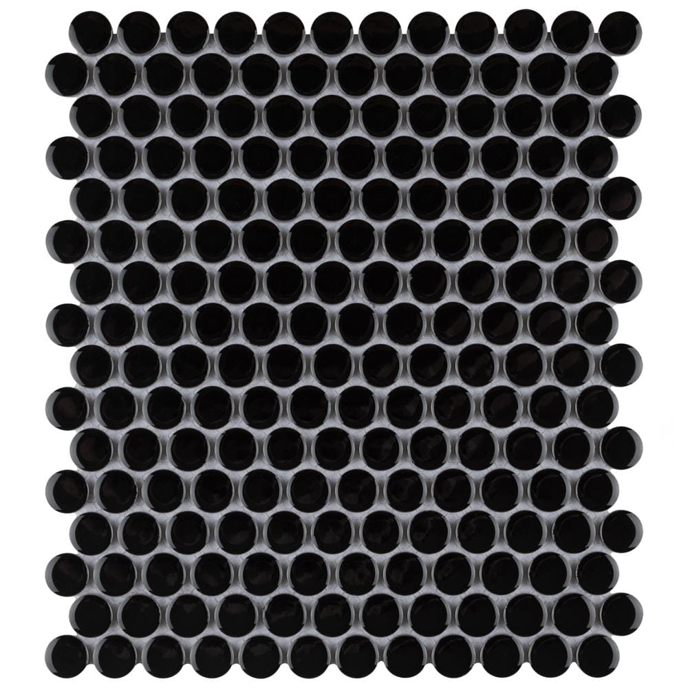 Metro Penny Glossy Black 9-3/4 in. x 11-1/2 in. Porcelain Mosaic Tile (8.0 sq. ft./Case) price history on PriceWatchPro