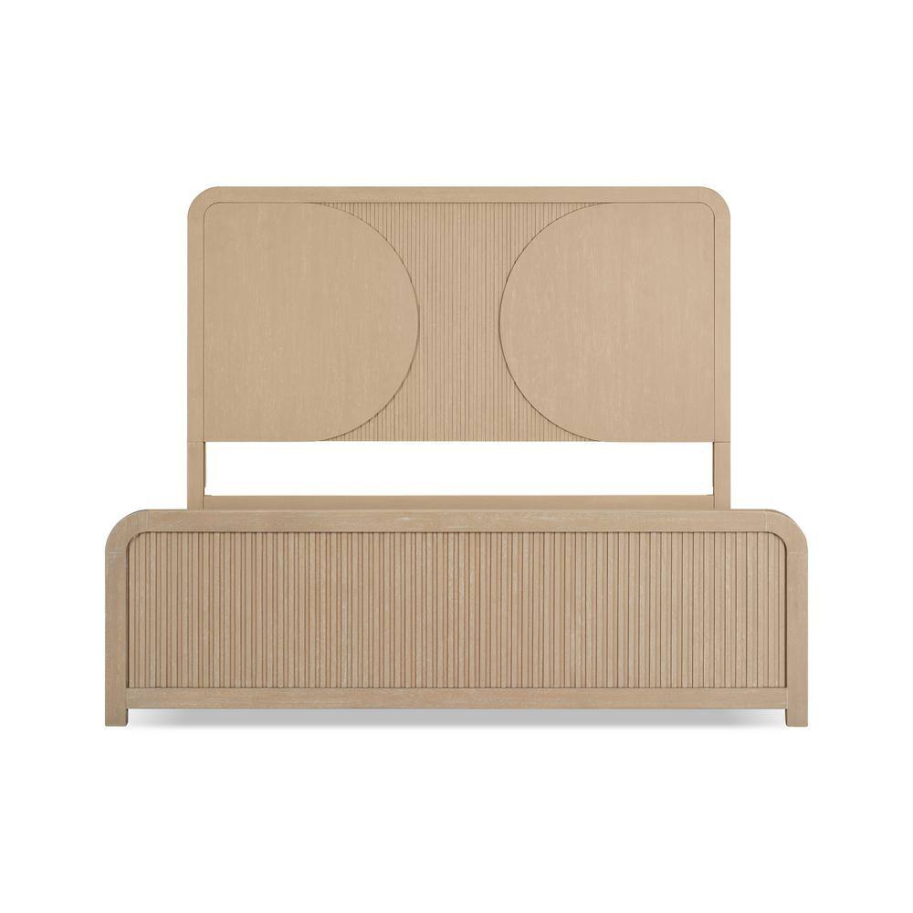 Natural Solid Wood Queen Bedroom Set with Geometric Details