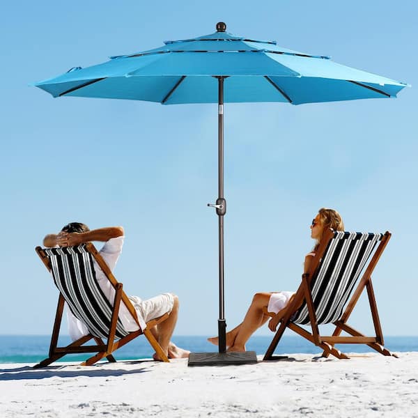 11 double layer patio umbrella 11 x 11FT Outdoor Patio Cantilever Umbrella with LED Lights Double Top  Square Umbrella with Weighted Base - On Sale - Bed Bath & Beyond
