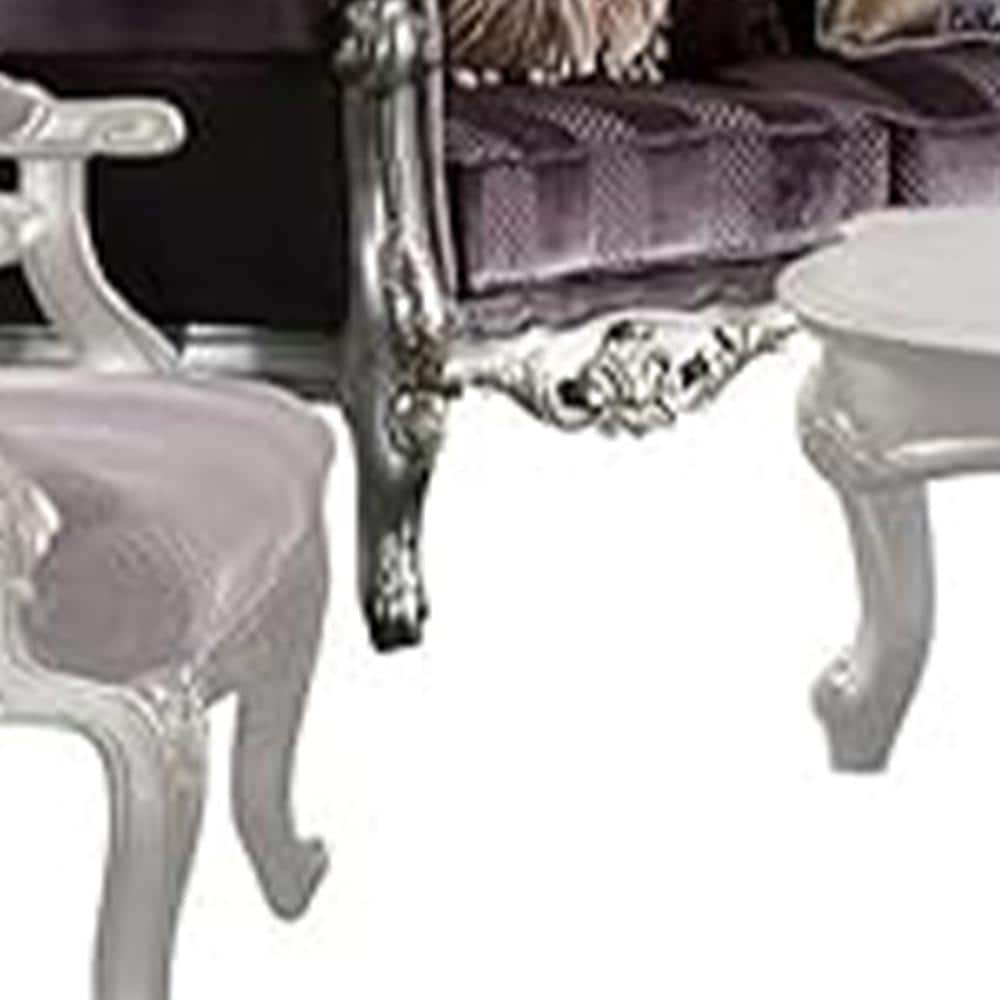 Picardy Antique Platinum Velvet Sofa with 8 Pillows