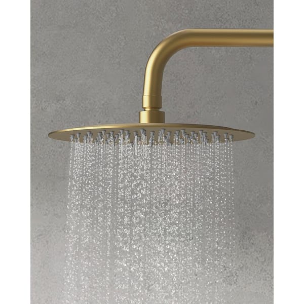 Pressure Balance 2-Spray Wall Mount 10 in. Fixed and Handheld Shower Head 2.5 GPM in Brushed Gold