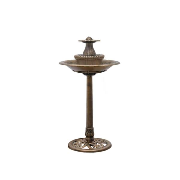 37 in. 3-Tier Vintage Pedestal Bird Bath Waterfall Fountain with Electric Recirculating Pump Outdoor Garden Decor Bronze