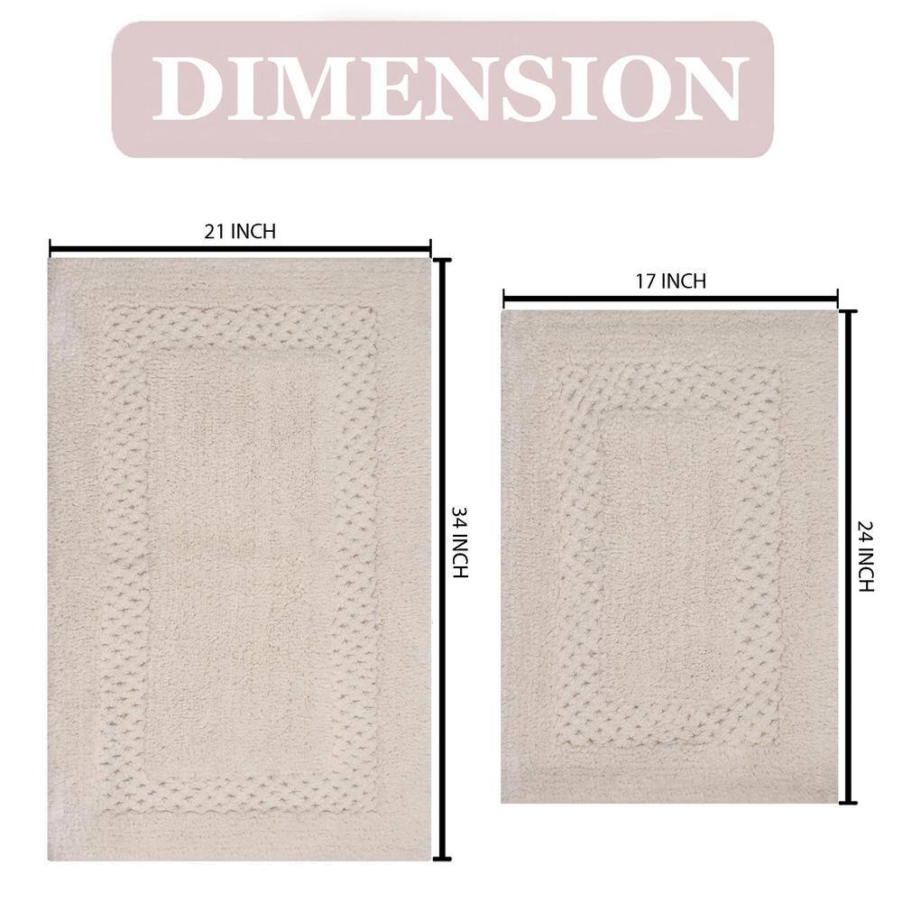 Ivory Cotton Tufted 2-Piece Bath Rug Set
