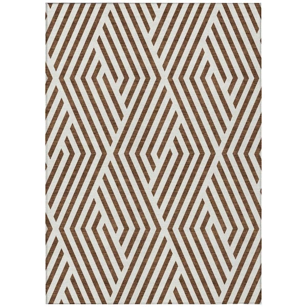 Chantille ACN550 Brown 10 ft. x 14 ft. Machine Washable Indoor/Outdoor Geometric Area Rug