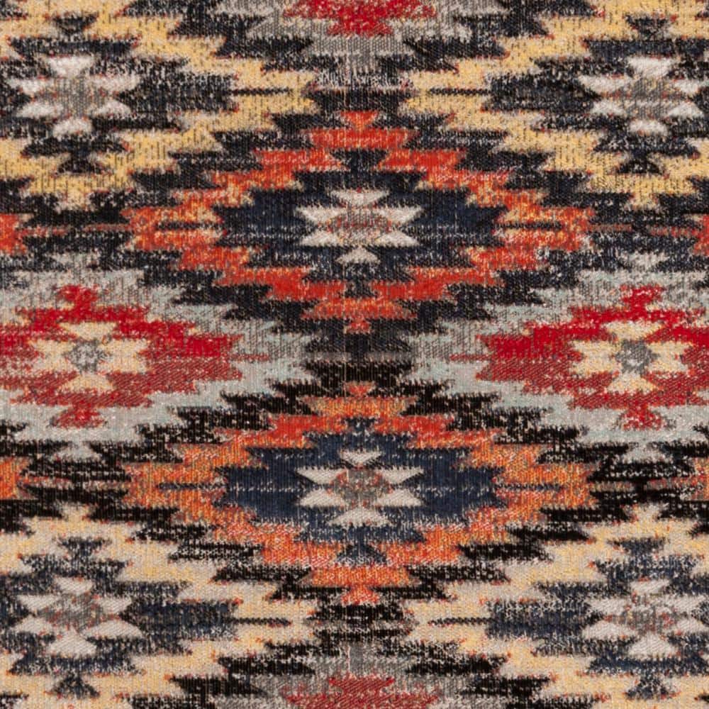 Rust and Multi Geometric 6' x 9' Synthetic Area Rug