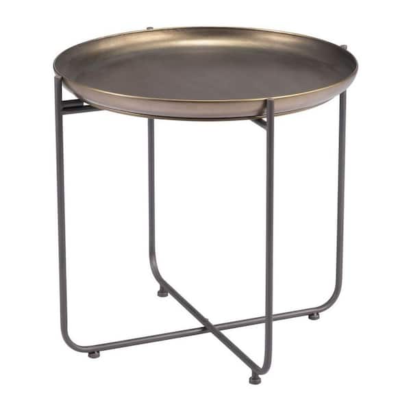 23.00 in. Bronze, Gray Round Steel End Table