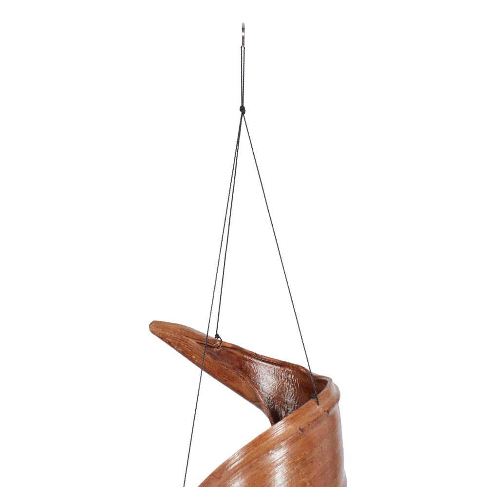 Teal Capiz Shell Spiral Wind Chime with Wooden Accent