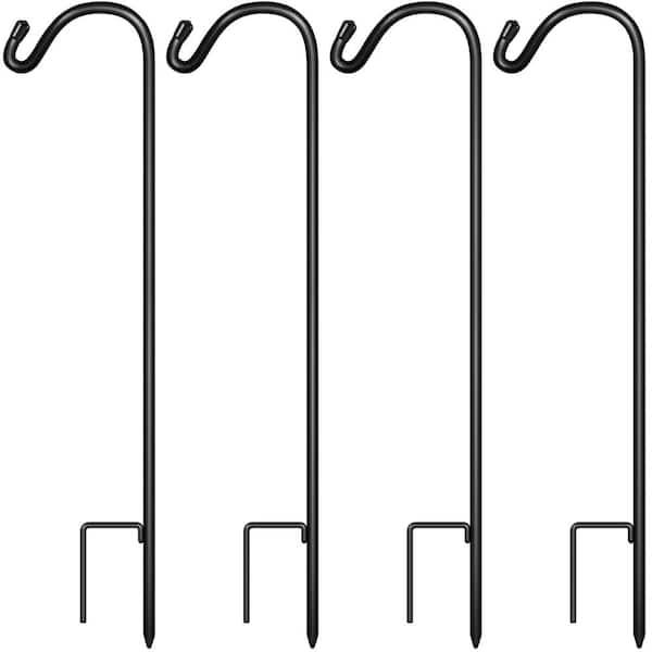 Best Choice Products 65 in. Set of 4 Shepherd Hooks Outdoor Metal Adjustable Garden Hooks with 2-Prong Base - Black