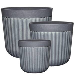 8 in./10 in./12 in. Arlington Fluted Shadow Slate Planter (Set of 3)